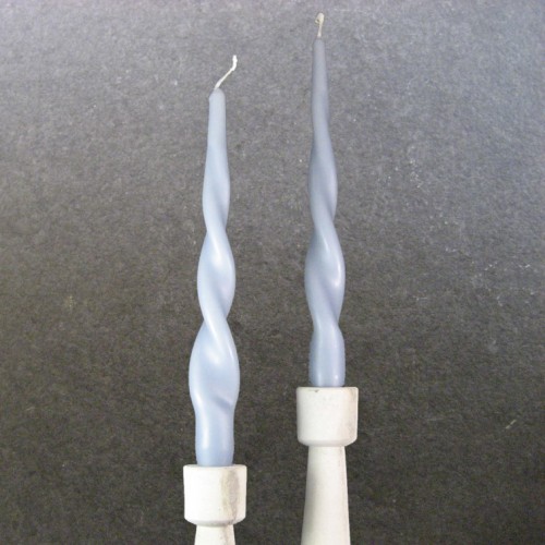 Pair of Twisted Dinner Candles - Dusty Blue